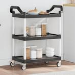 vidaXL Trolley 3-laags 81x41x92 cm aluminium zwart, Verzenden, Nieuw