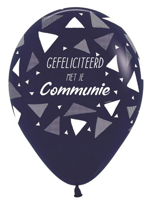 Ballonnen Gefeliciteerd Met Je Communie Triangles Navy Blue, Hobby en Vrije tijd, Feestartikelen, Nieuw, Verzenden