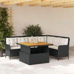 vidaXL 2-delige Loungeset met kussens poly rattan zwart, Verzenden, Nieuw, Rotan, Loungeset