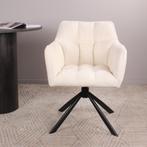 Eetkamerstoel met armleuning  Stof Creme - Armstoel Creme, Huis en Inrichting, Stoelen, Ophalen of Verzenden, Nieuw