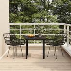 vidaXL 3-delige Tuinset poly rattan zwart, 2 zitplaatsen, Nieuw, Tuinset, Verzenden