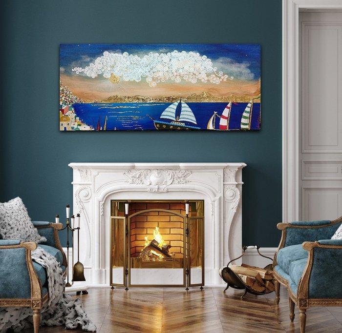 Fabrizio salzano - Oro di nuvole e sogni, Antiek en Kunst, Kunst | Schilderijen | Modern