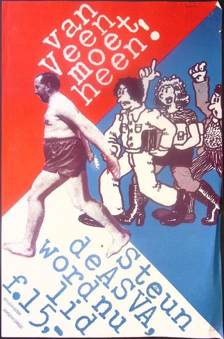 Poster van de ASVA tegen van Veen (lijst optie, Posters), Verzamelen, Posters, Nieuw, Overige onderwerpen, Met lijst, Verzenden