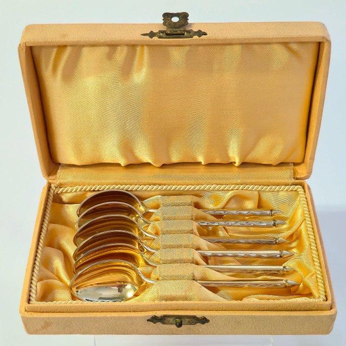 W & S Sørensen - Lepel (6) - Zilver, Verguld, Antiek en Kunst, Antiek | Goud en Zilver