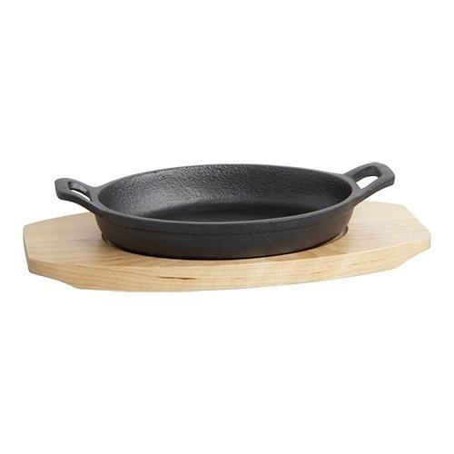 Bistro Serveerpan Gietijzer | 17x12cm | Houten Onderbord, Zakelijke goederen, Horeca | Overige, Verzenden