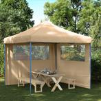 vidaXL Partytent inklapbaar pop-up met 2 zijwanden beige, Verzenden, Nieuw, Partytent