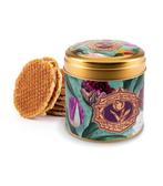 Blik met 8 stroopwafels tulpen groen embossed, Ophalen of Verzenden, Nieuw
