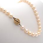 Vintage/antieke parel collier met gouden slot | 42 cm, Gebruikt, Overige kleuren, Ophalen of Verzenden, Met edelsteen