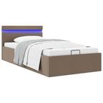 vidaXL Bedframe met hydraulische opslag en LED stof taupe, 90 cm, Eenpersoons, Verzenden, Nieuw