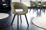 Design stoel NORDIC STAR groene structuurstof houten poten -, Nieuw, Ophalen of Verzenden