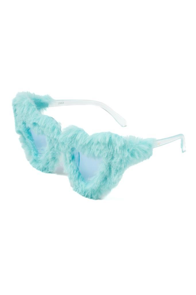 Hartjes Bont Zonnebril Blauw Montuur Kunststof Blauwe Glazen, Hobby en Vrije tijd, Feestartikelen, Carnaval, Feestartikel, Nieuw
