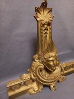 Vuurbok (3) - Brons, een mascarons - Paar haardbokken, Antiek en Kunst, Antiek | Meubels | Stoelen en Banken