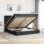 vidaXL Ottoman bed met matrassen en LEDs 160x200cm fluweel, Verzenden, Zwart, 200 cm, Stof