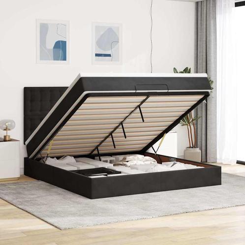 vidaXL Ottoman bed met matrassen en LEDs 160x200cm fluweel, Huis en Inrichting, Slaapkamer | Bedden, 160 cm, 200 cm, Zwart, Tweepersoons