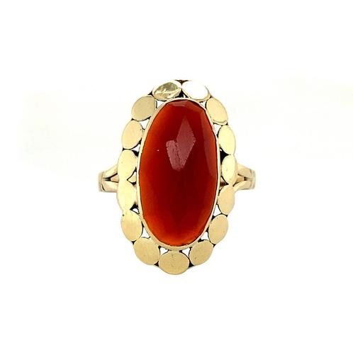 Ring met carneool 12 krt, Sieraden, Tassen en Uiterlijk, Ringen, Nieuw, Ophalen of Verzenden