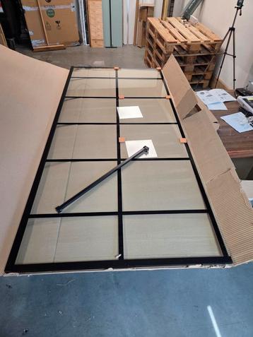 Douchewand 90 x 200 cm – Zwart Raster met Zwart Muurprofiel beschikbaar voor biedingen