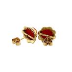 Gouden solitair oorstekers met bloedkoraal 14 krt, Ophalen of Verzenden, Nieuw