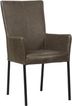 Donkerbruine leren moderne eetkamerstoel - poot vierkant zwa, Huis en Inrichting, Stoelen, Overige kleuren, Nieuw, Leer, Ophalen of Verzenden