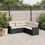 vidaXL 5-delige Loungeset met kussens poly rattan zwart, Verzenden, Nieuw, Rotan, Loungeset