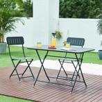 Klaptafel Sande tuintafel metaal vierkant 71x110x70 cm zwart, Verzenden, Nieuw