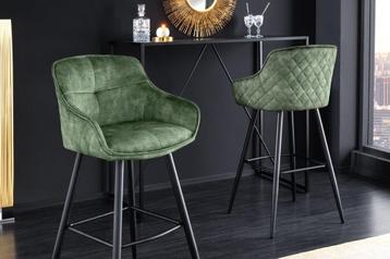 Design barkruk EUPHORIA groen fluweel zwart metalen poten beschikbaar voor biedingen