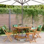 vidaXL 5-delige Tuinset bladpatroon stof en massief hout, Verzenden, Nieuw, Hardhout, Tuinset
