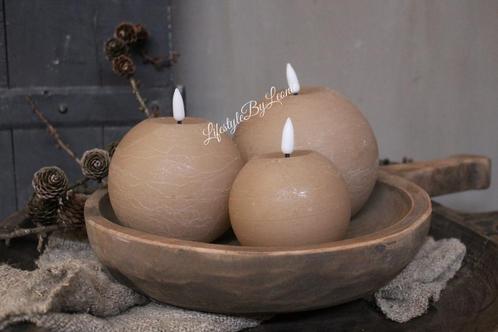 LED bol kaars beige S, Huis en Inrichting, Woonaccessoires | Kandelaars en Kaarsen, Nieuw, Ophalen of Verzenden
