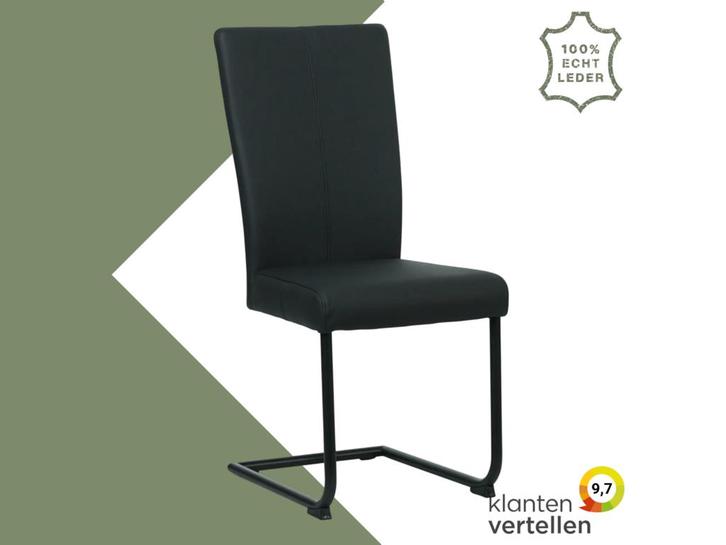 Leren eetkamerstoel Dry - Toledo Nero (zwart) - Sledepoot, Huis en Inrichting, Stoelen, Eén, Nieuw, Leer, Ophalen of Verzenden