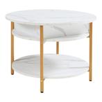 Salontafel Kandas rond marmerlook wit en goudkleurig Ø70 cm, Huis en Inrichting, Tafels | Salontafels, Verzenden, Nieuw