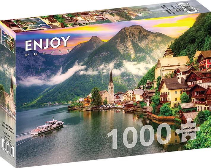 Hallstatt Town at Sunset, Austria Puzzel (1000 stukjes) |, Hobby en Vrije tijd, Denksport en Puzzels, Nieuw, Verzenden