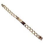 9 Karaat gourmetschakel armband met graveerplaatje, Ophalen of Verzenden, Gebruikt, Overige kleuren, Goud