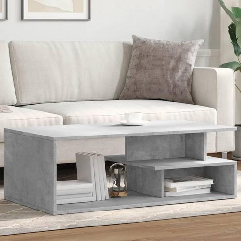 vidaXL Salontafel 102x55x35 cm bewerkt hout betongrijs, Huis en Inrichting, Tafels | Salontafels, 100 tot 150 cm, Nieuw, Overige houtsoorten