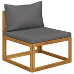 vidaXL Middenbank sectioneel met donkergrijs kussen massief, Tuin en Terras, Tuinsets en Loungesets, Verzenden, Nieuw, Hardhout