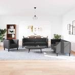vidaXL Bankstel 3 pcs Zwart 194 x 74.5 x 70.5 cm Kunstleer, Verzenden, Nieuw, Leer, Minder dan 150 cm