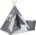 Wigwam tipi tent - 5 delig - 100% katoen - grijs en turqu..., Kinderen en Baby's, Speelgoed | Educatief en Creatief, Ophalen of Verzenden