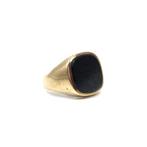 Zonder Minimumprijs - Ring - 8 karaat Geel goud Onyx, Sieraden, Tassen en Uiterlijk, Antieke sieraden