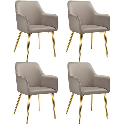 Eetkamerstoel Avane, fluweellook, gestoffeerd - taupe, Set v, Huis en Inrichting, Stoelen, Verzenden