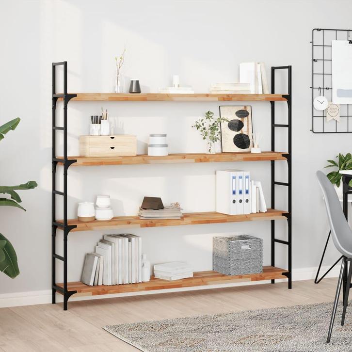 vidaXL Wandschappen 2 st zwevend olieafwerking 140x20x4 cm, Huis en Inrichting, Woonaccessoires | Wandplanken en Boekenplanken