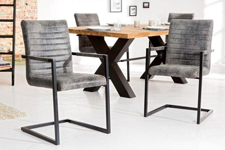 industrieele sledestoel LOFT vintage grijze armleuningen, Huis en Inrichting, Stoelen, Ophalen of Verzenden