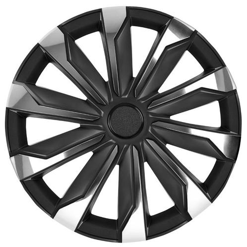 4-Delige Wieldoppen  Typhoon 16-inch chroom/zwart, Auto diversen, Wieldoppen, Verzenden
