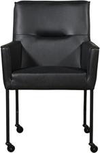 Set van 6 Zwarte leren moderne eetkamerstoelen - Granada lee, Huis en Inrichting, Overige kleuren, Nieuw, Leer, Ophalen of Verzenden