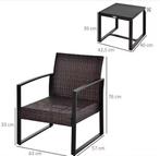 Rotan Balkonset 3-delig – 2 Stoelen met Kussens + Tafel, Verzenden, Nieuw