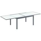 TRUUSK Tuintafel Uitschuifbaar Met Glazen Blad Aluminium Gri, Tuin en Terras, Verzenden, Nieuw