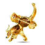 Broche - 14 karaat Geel goud, 14K geelgouden geëmailleerde, Sieraden, Tassen en Uiterlijk, Antieke sieraden