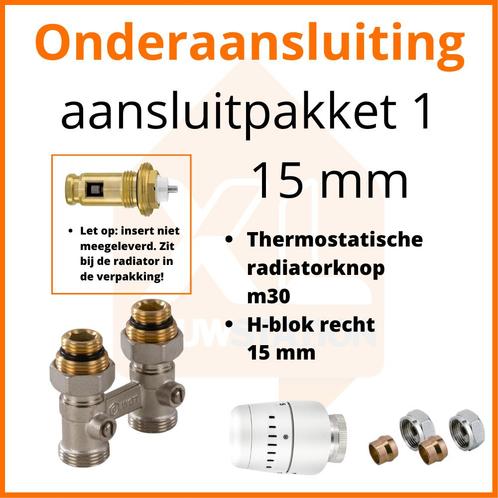 Eco 8 Thermostatisch aansluitpakket 1 t.b.v. 15 mm buis, Doe-het-zelf en Verbouw, Verwarming en Radiatoren, Radiator, Nieuw, Hoog rendement (Hr)