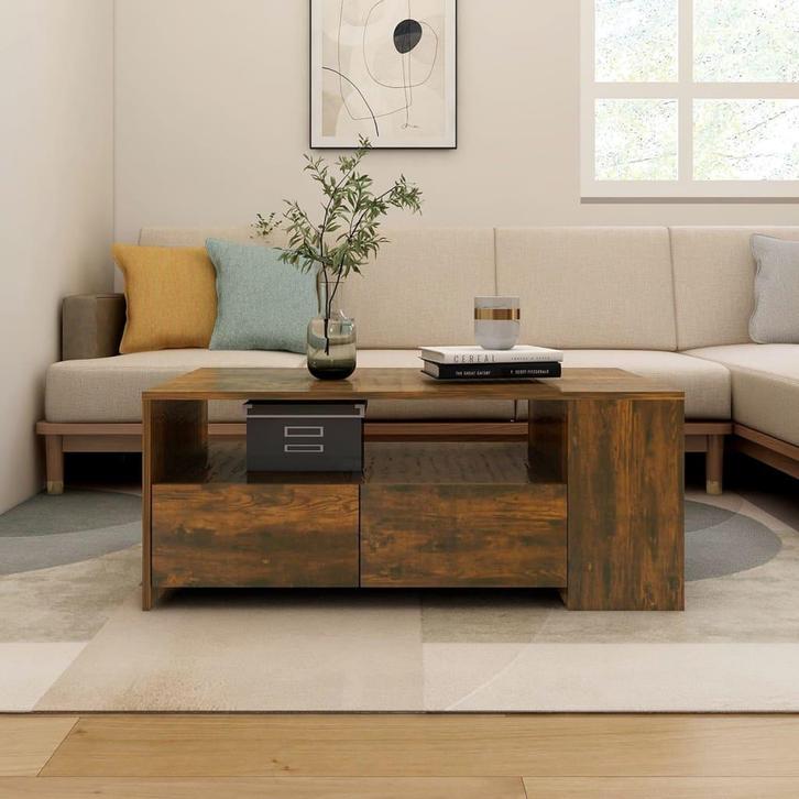 vidaXL Salontafel 102x55x42 cm bewerkt hout gerookt, Huis en Inrichting, Tafels | Salontafels, 100 tot 150 cm, Nieuw, Overige houtsoorten
