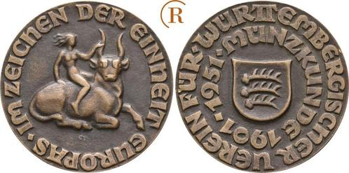Bronzegußmedaille von E Yelin 1951 Wuerttemberg:, Postzegels en Munten, Penningen en Medailles, Verzenden