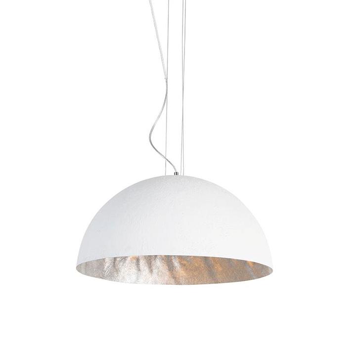 Moderne hanglamp wit met zilver 50cm - Magna, Huis en Inrichting, Lampen | Hanglampen, Nieuw, Kunststof, 75 cm of meer