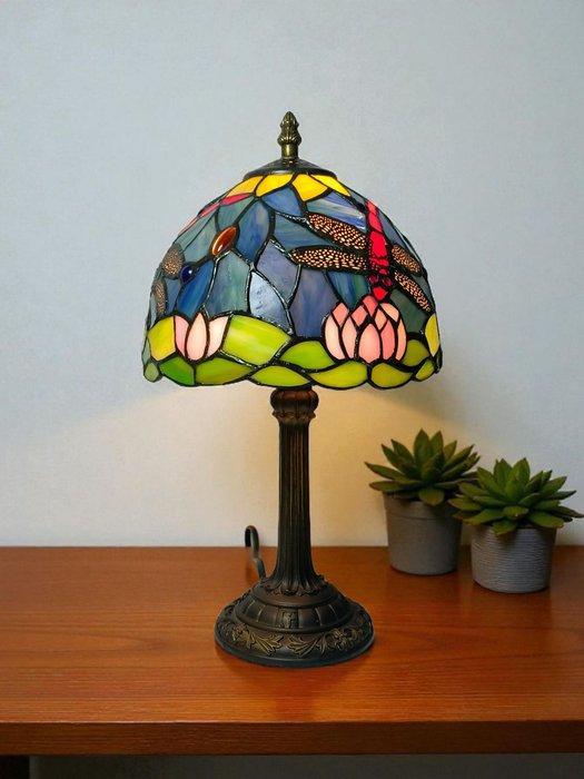 Style Tiffany - Lamp - Dragonfly & Lotus - Vetro, metallo,, Antiek en Kunst, Curiosa en Brocante