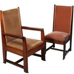 Antieke stoelen / Stel van 4 grote Art Deco zetels waarvan 2